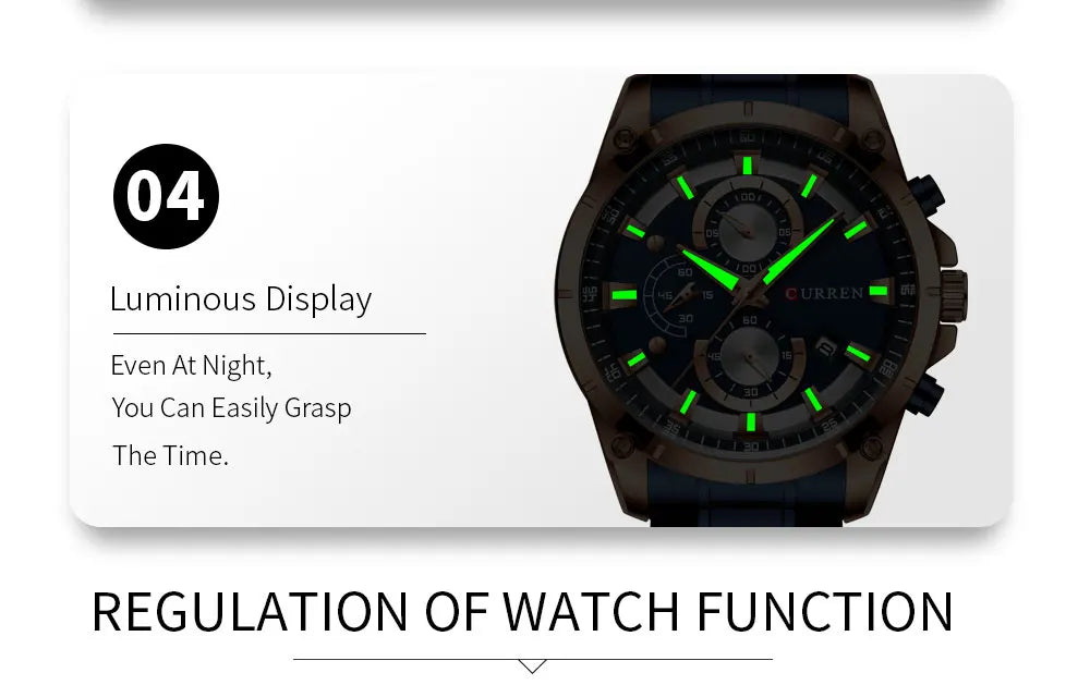 CURREN Mes's Luxury Business Watch - Automatic Date Display