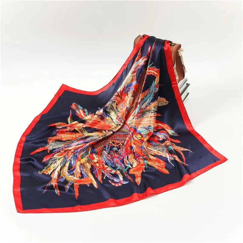 Luxury Women Silk Square Scarf Elegant Bandana Style Headscarf & Neck Wrap