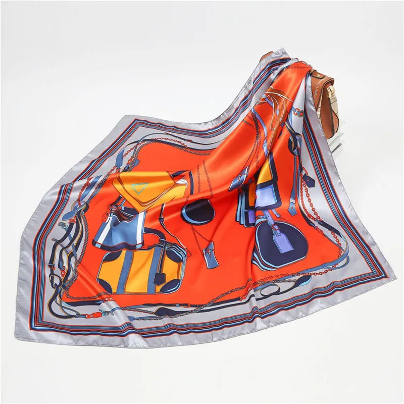 Luxury Women Silk Square Scarf Elegant Bandana Style Headscarf & Neck Wrap
