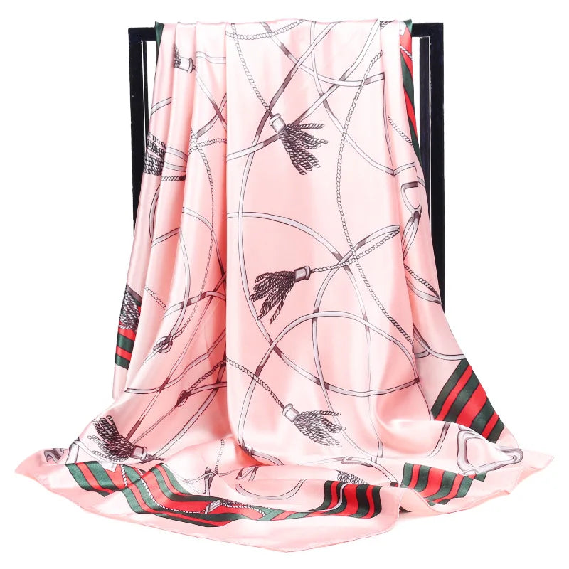 Luxury Women Silk Square Scarf Elegant Bandana Style Headscarf & Neck Wrap