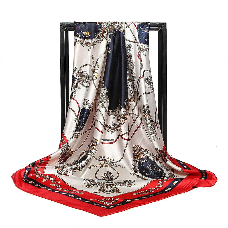 Luxury Women Silk Square Scarf Elegant Bandana Style Headscarf & Neck Wrap