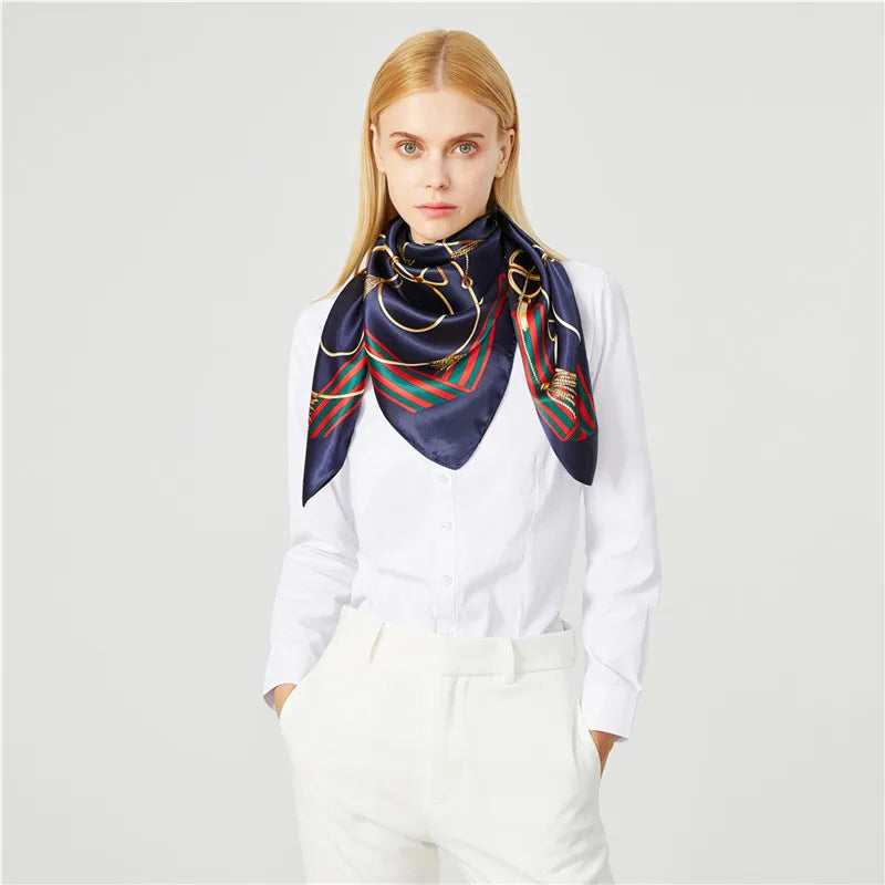 Luxury Women Silk Square Scarf Elegant Bandana Style Headscarf & Neck Wrap