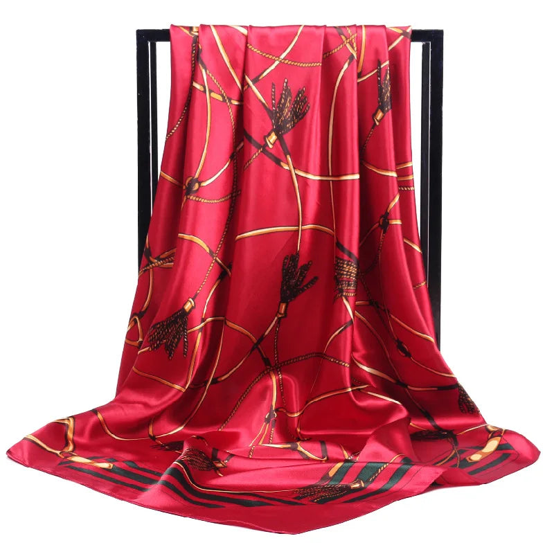 Luxury Women Silk Square Scarf Elegant Bandana Style Headscarf & Neck Wrap