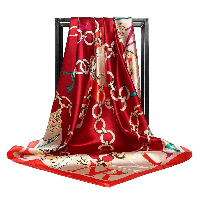 Luxury Women Silk Square Scarf Elegant Bandana Style Headscarf & Neck Wrap