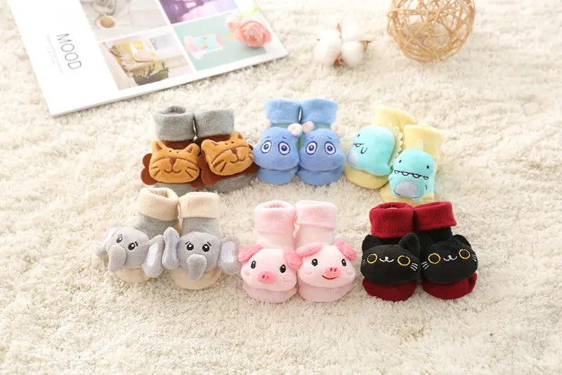 3D Cartoon Animal Baby with Bells - Non - Stop Cotton