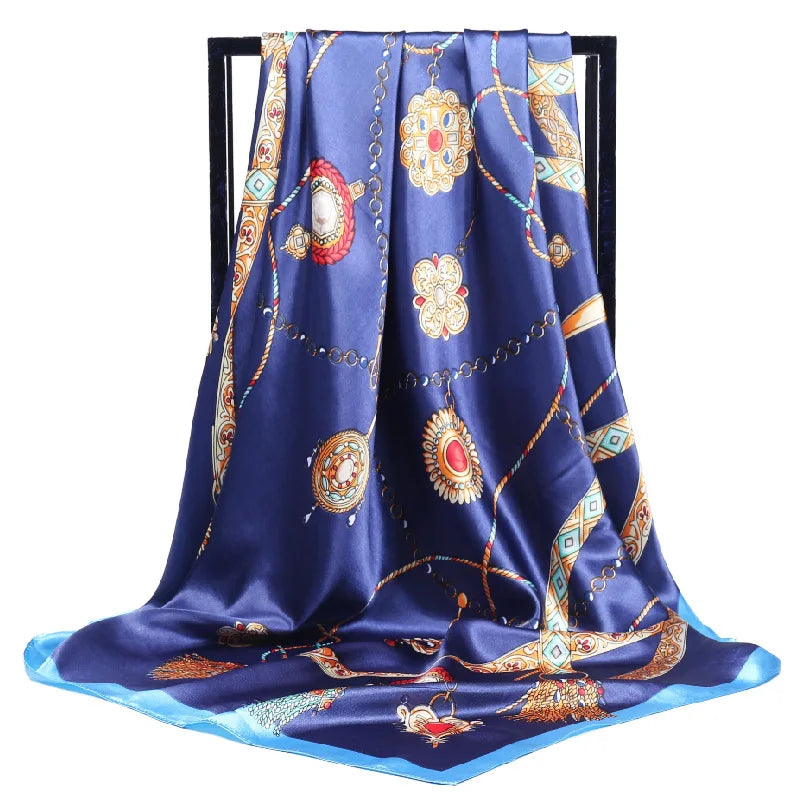 Luxury Women Silk Square Scarf Elegant Bandana Style Headscarf & Neck Wrap