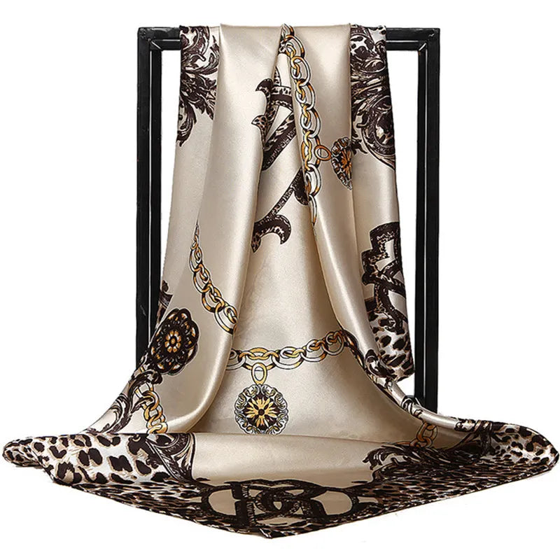 Luxury Women Silk Square Scarf Elegant Bandana Style Headscarf & Neck Wrap