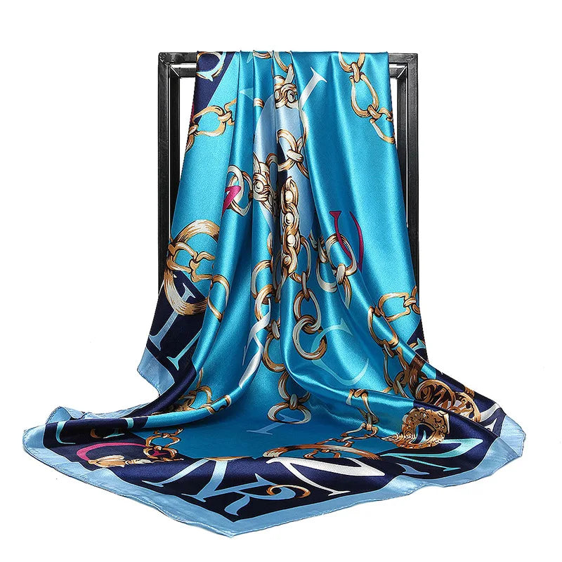Luxury Women Silk Square Scarf Elegant Bandana Style Headscarf & Neck Wrap