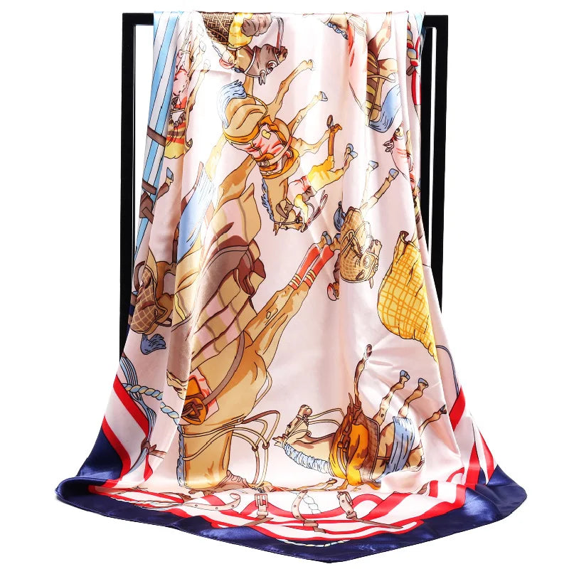 Luxury Women Silk Square Scarf Elegant Bandana Style Headscarf & Neck Wrap