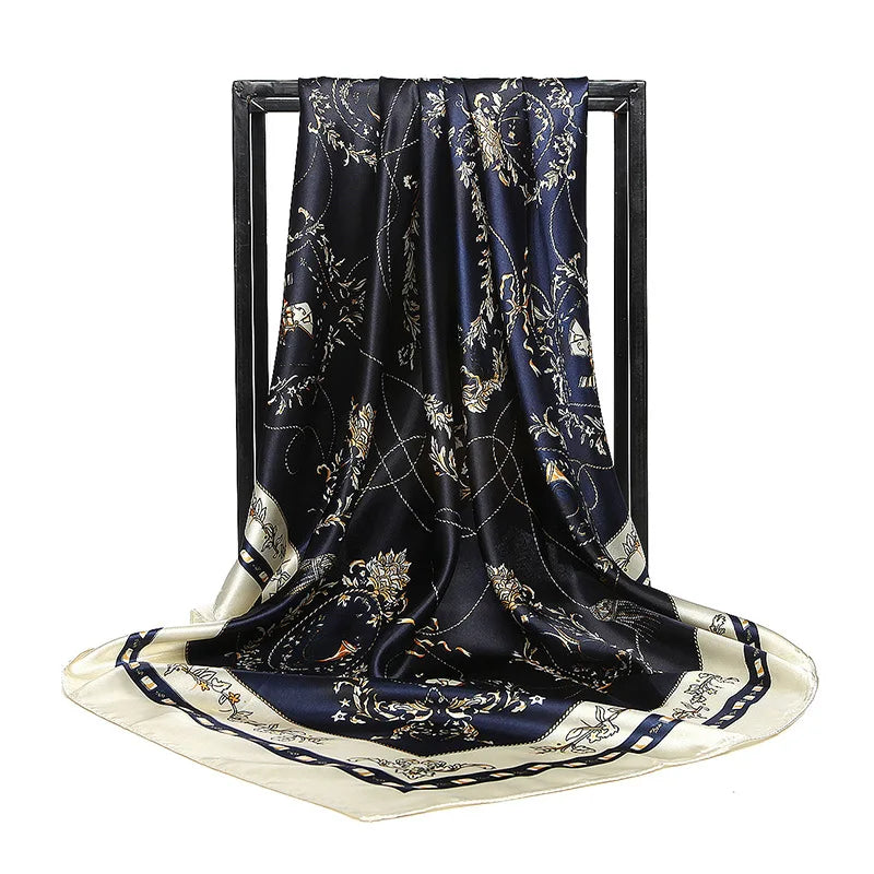 Luxury Women Silk Square Scarf Elegant Bandana Style Headscarf & Neck Wrap
