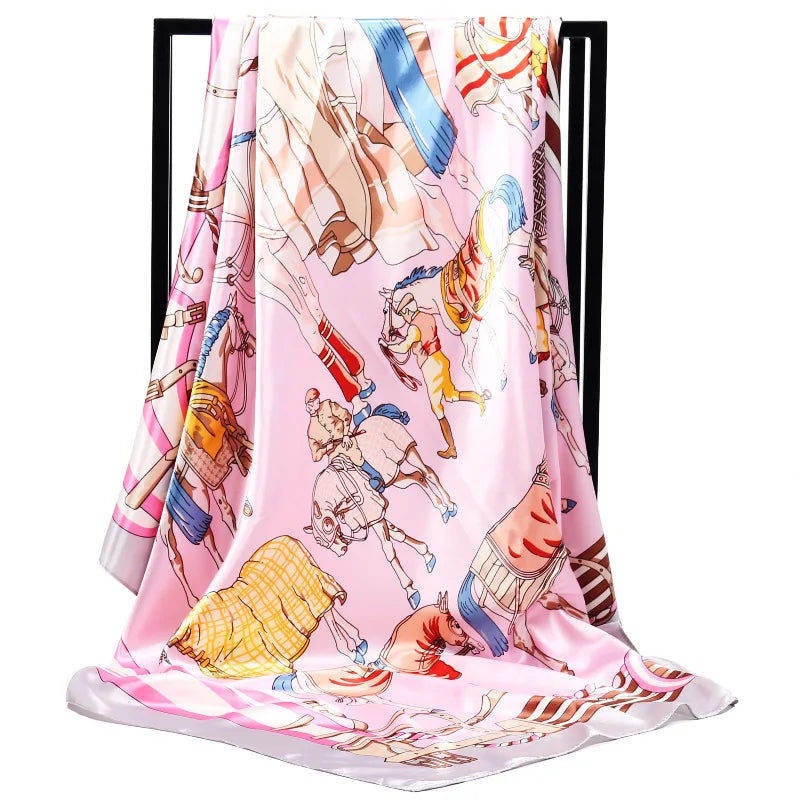 Luxury Women Silk Square Scarf Elegant Bandana Style Headscarf & Neck Wrap