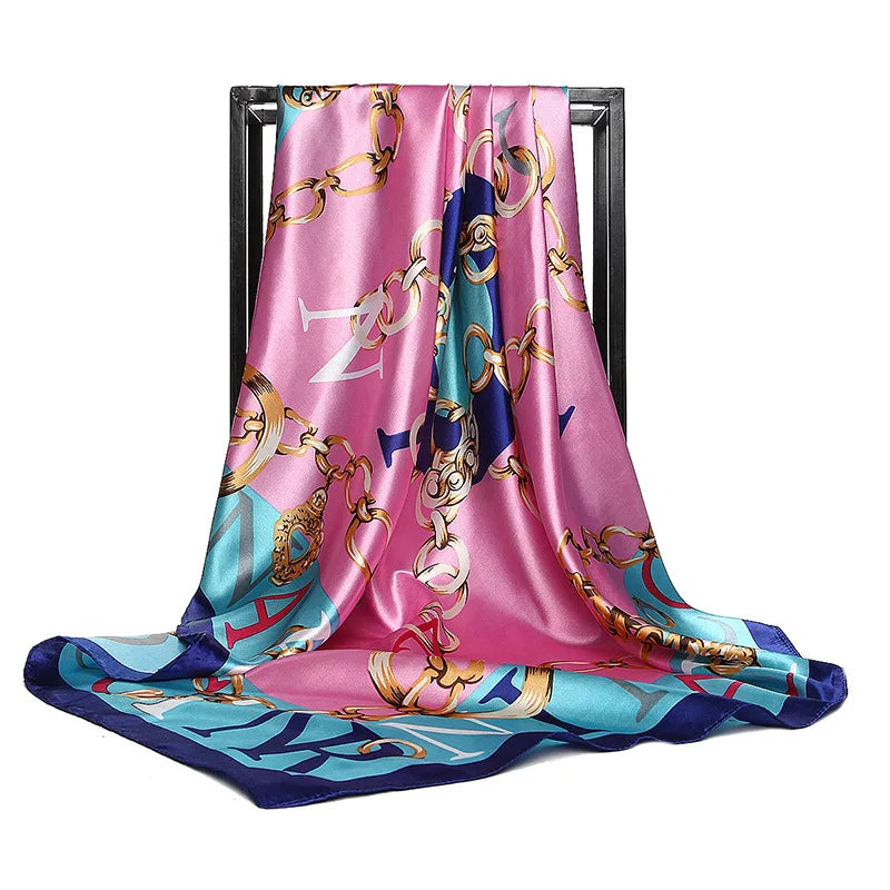 Luxury Women Silk Square Scarf Elegant Bandana Style Headscarf & Neck Wrap