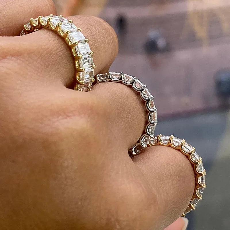 Huitan Gorgeous Promise Ring for Women Crystal Zirconia Gold Silver & Rose Gold