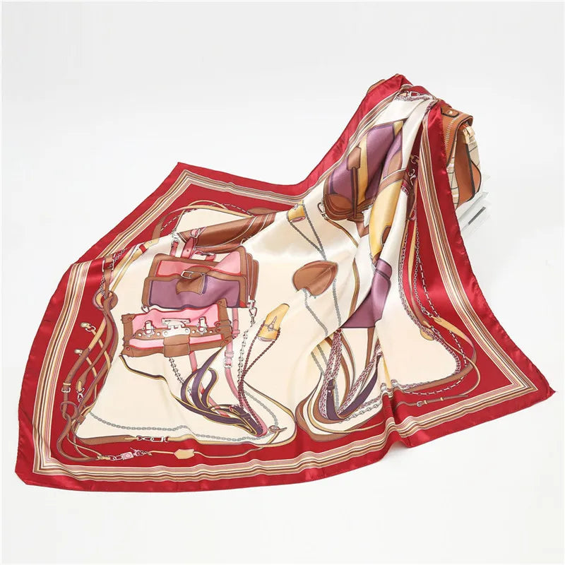 Luxury Women Silk Square Scarf Elegant Bandana Style Headscarf & Neck Wrap