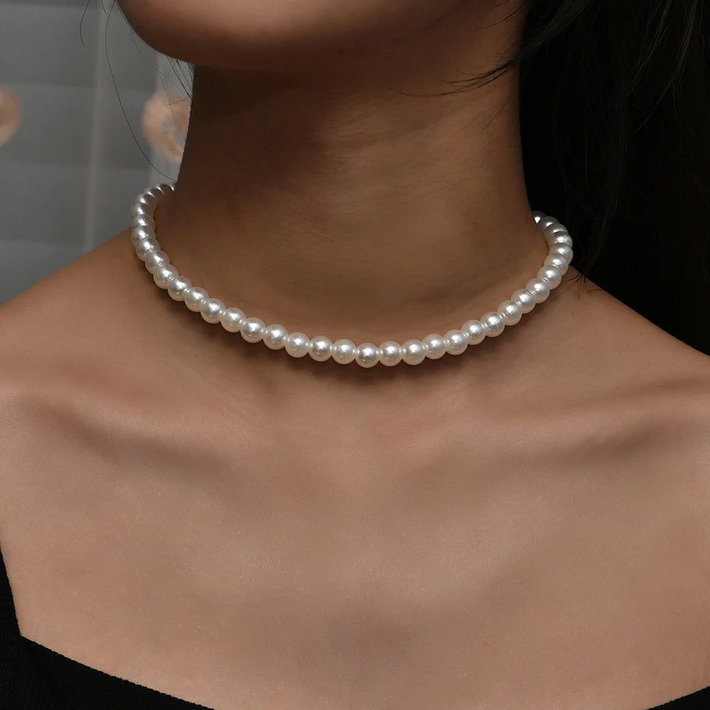 Elegant Wedding Big Pearl Choker Necklace for Women