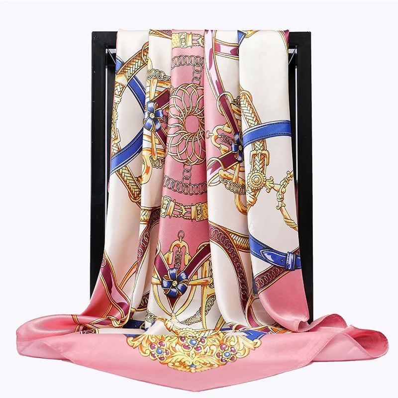 Luxury Women Silk Square Scarf Elegant Bandana Style Headscarf & Neck Wrap