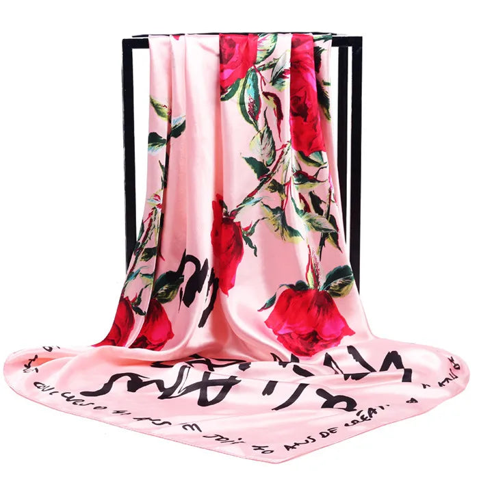 Luxury Women Silk Square Scarf Elegant Bandana Style Headscarf & Neck Wrap