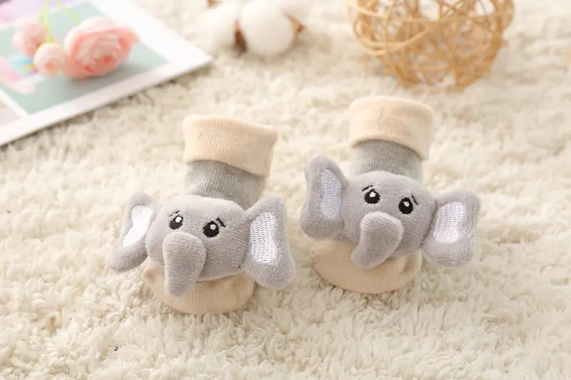 3D Cartoon Animal Baby with Bells - Non - Stop Cotton