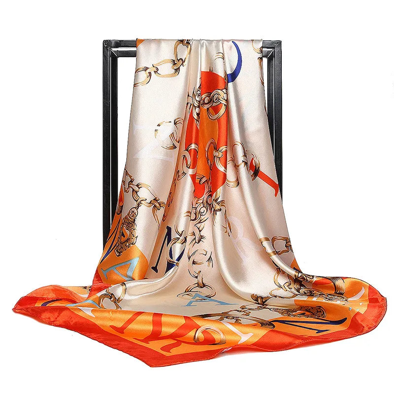 Luxury Women Silk Square Scarf Elegant Bandana Style Headscarf & Neck Wrap