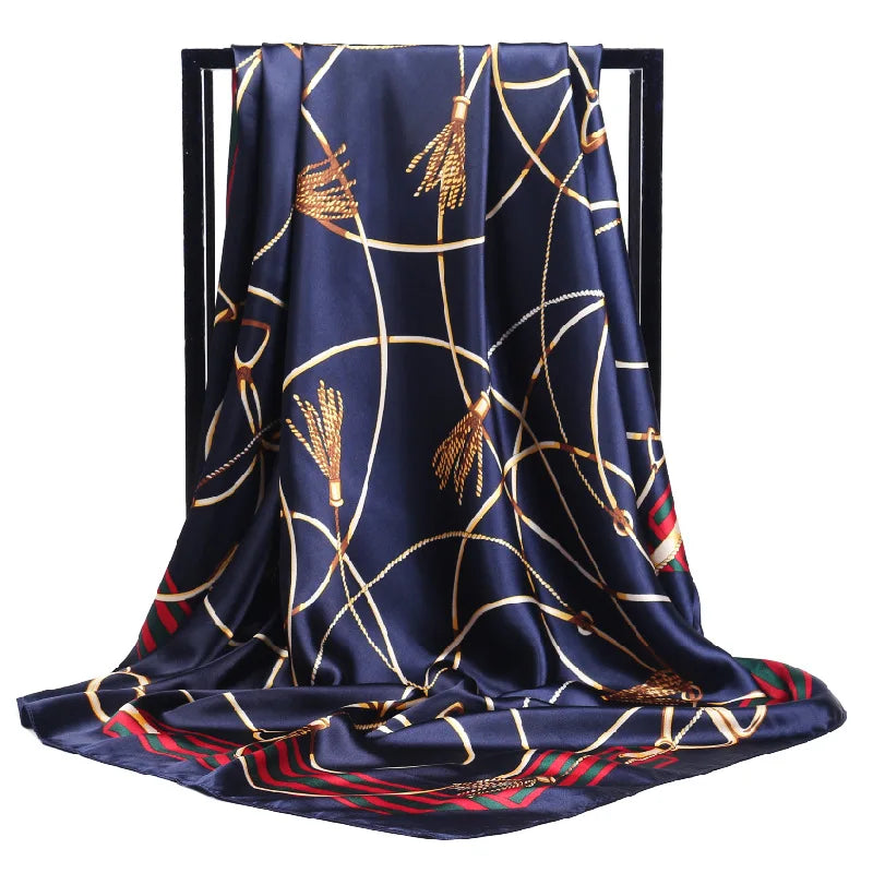 Luxury Women Silk Square Scarf Elegant Bandana Style Headscarf & Neck Wrap