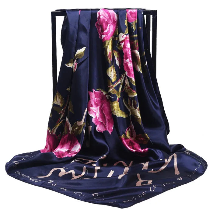 Luxury Women Silk Square Scarf Elegant Bandana Style Headscarf & Neck Wrap