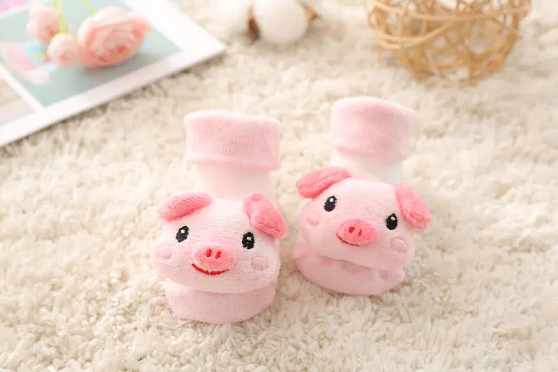 3D Cartoon Animal Baby with Bells - Non - Stop Cotton