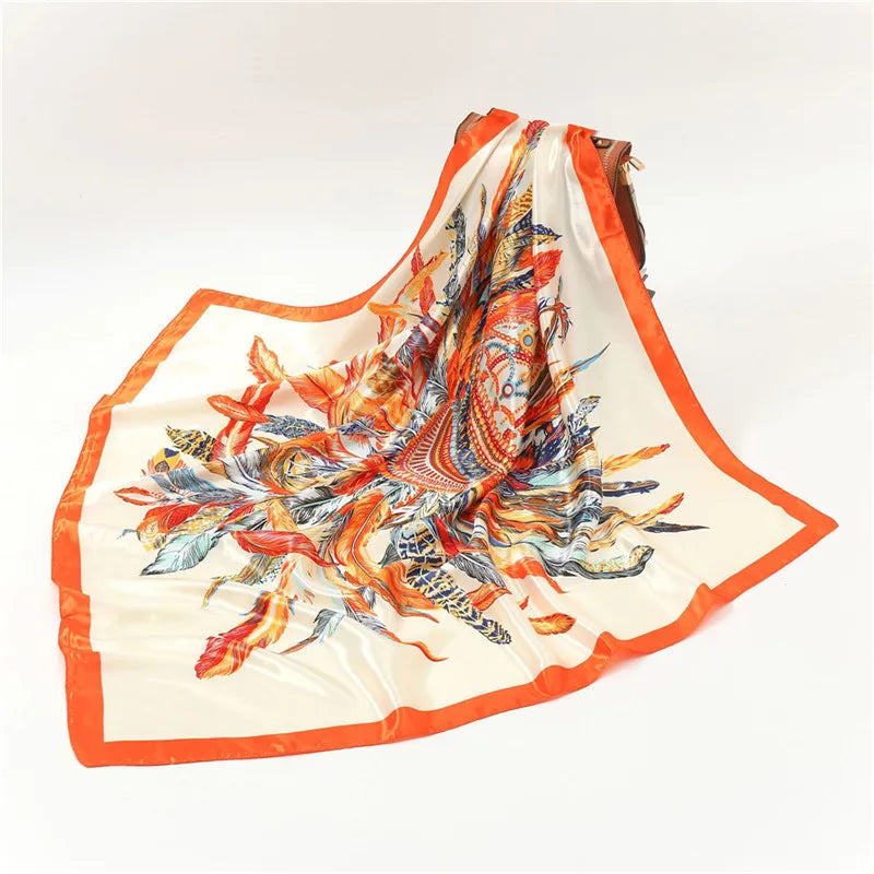 Luxury Women Silk Square Scarf Elegant Bandana Style Headscarf & Neck Wrap