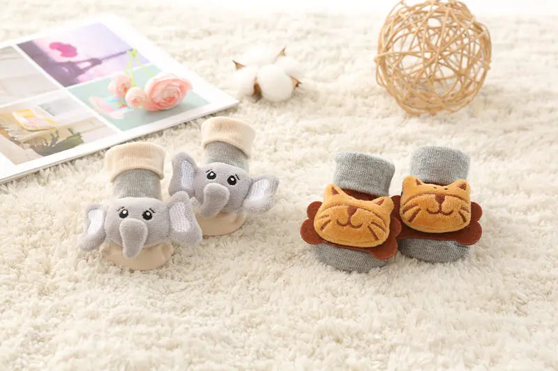 3D Cartoon Animal Baby with Bells - Non - Stop Cotton