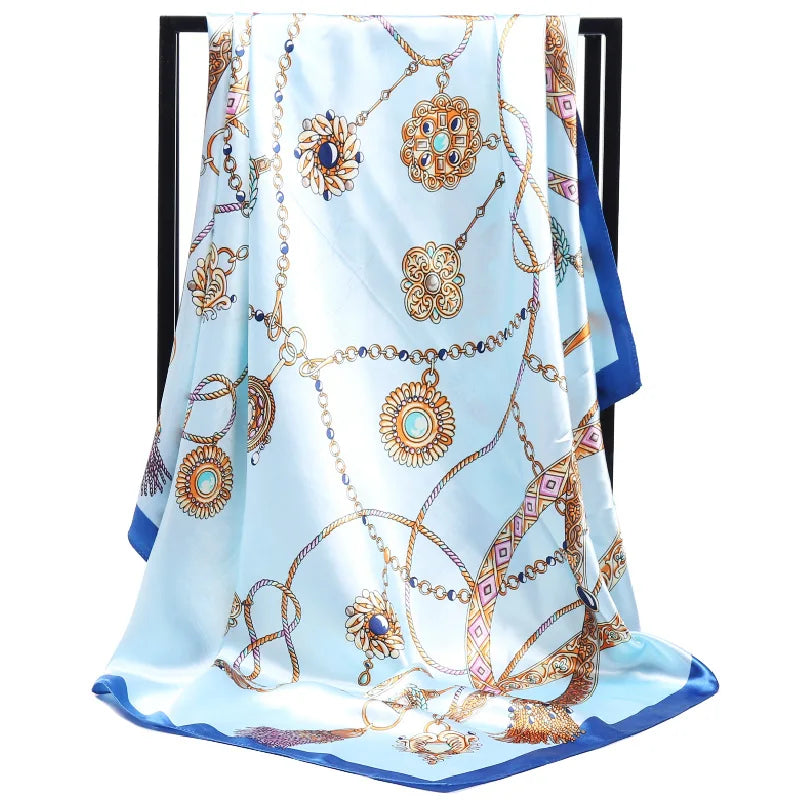 Luxury Women Silk Square Scarf Elegant Bandana Style Headscarf & Neck Wrap