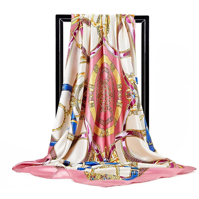 Luxury Women Silk Square Scarf Elegant Bandana Style Headscarf & Neck Wrap