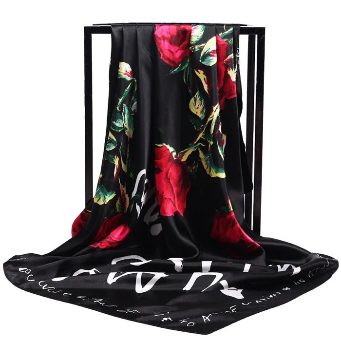 Luxury Women Silk Square Scarf Elegant Bandana Style Headscarf & Neck Wrap