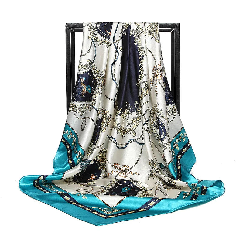 Luxury Women Silk Square Scarf Elegant Bandana Style Headscarf & Neck Wrap