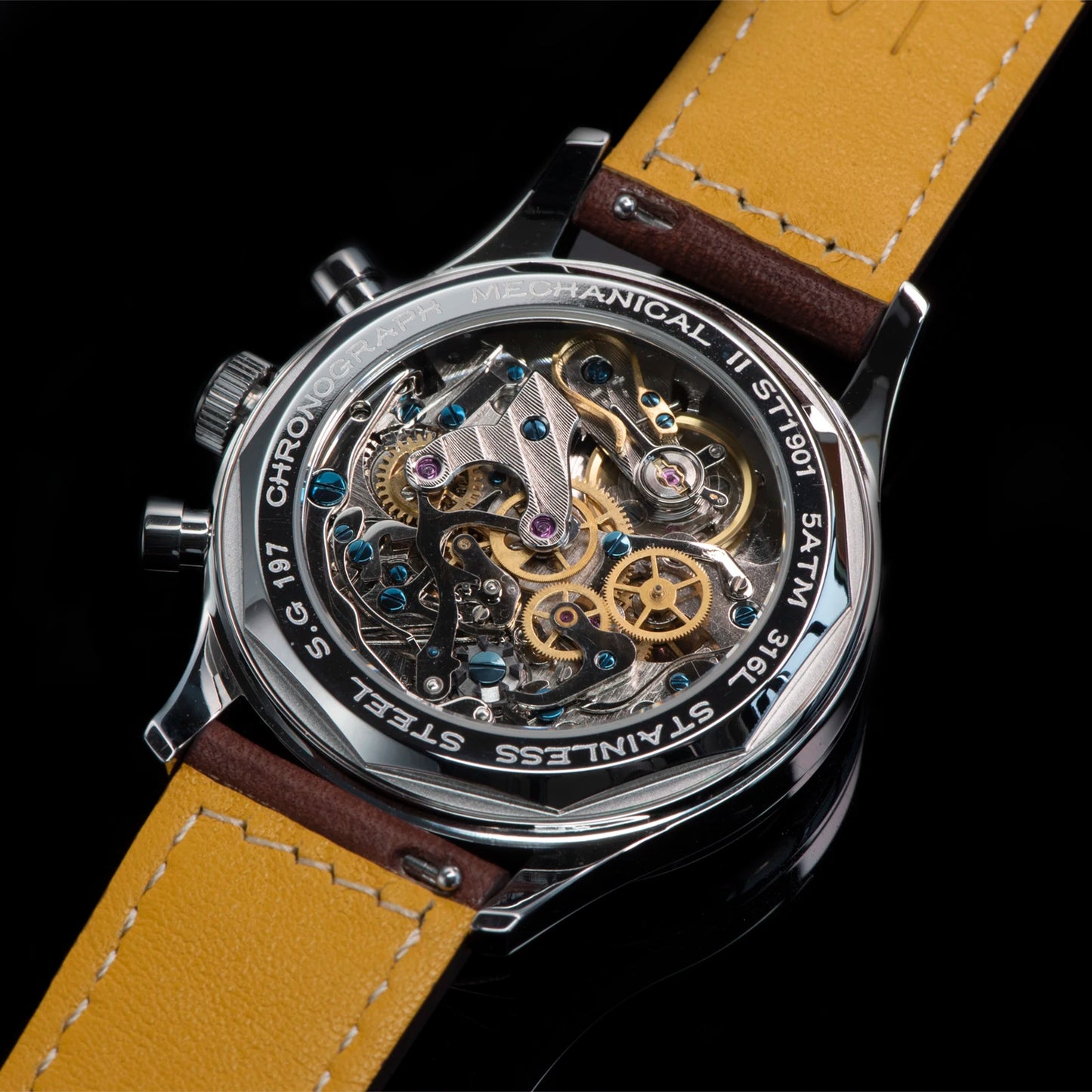 SUGESS Watch of Men Chronograph Mechanical Wristwatches Tianjin ST19 Swanneck Movement Pilot Men's Watch Sapphire Crystal Gift V2