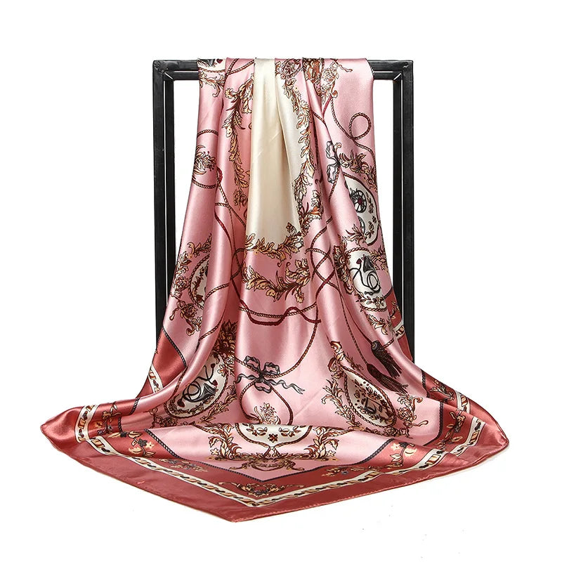 Luxury Women Silk Square Scarf Elegant Bandana Style Headscarf & Neck Wrap