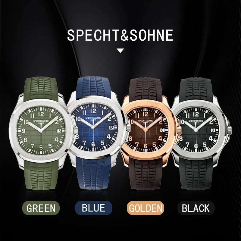 Specht & Shone Automatic Mechanical Sport Watch - Sapphire Crytal, Luminous 50M Waterproof