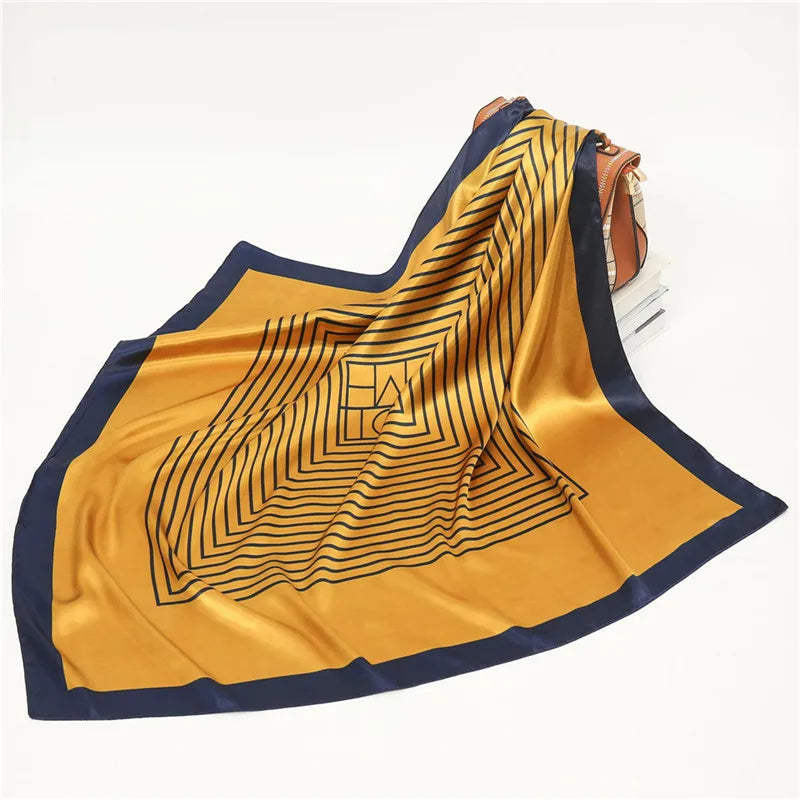 Luxury Women Silk Square Scarf Elegant Bandana Style Headscarf & Neck Wrap