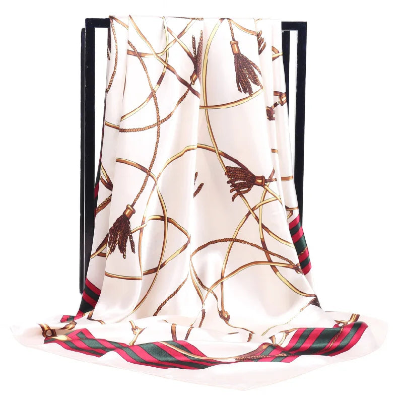 Luxury Women Silk Square Scarf Elegant Bandana Style Headscarf & Neck Wrap