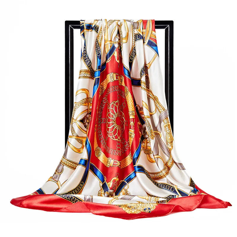 Luxury Women Silk Square Scarf Elegant Bandana Style Headscarf & Neck Wrap