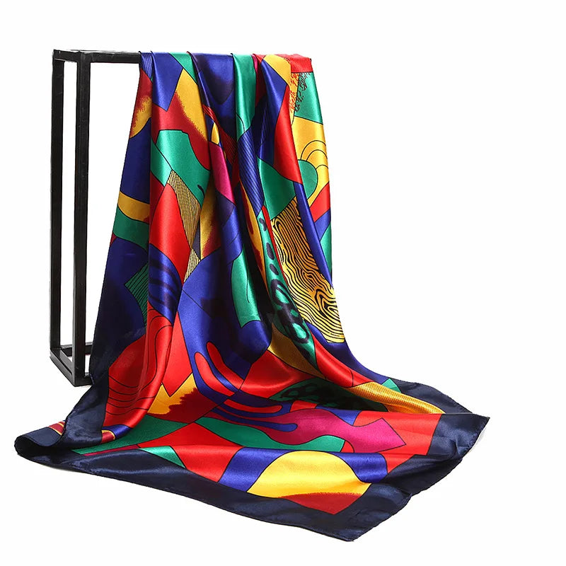 Luxury Women Silk Square Scarf Elegant Bandana Style Headscarf & Neck Wrap