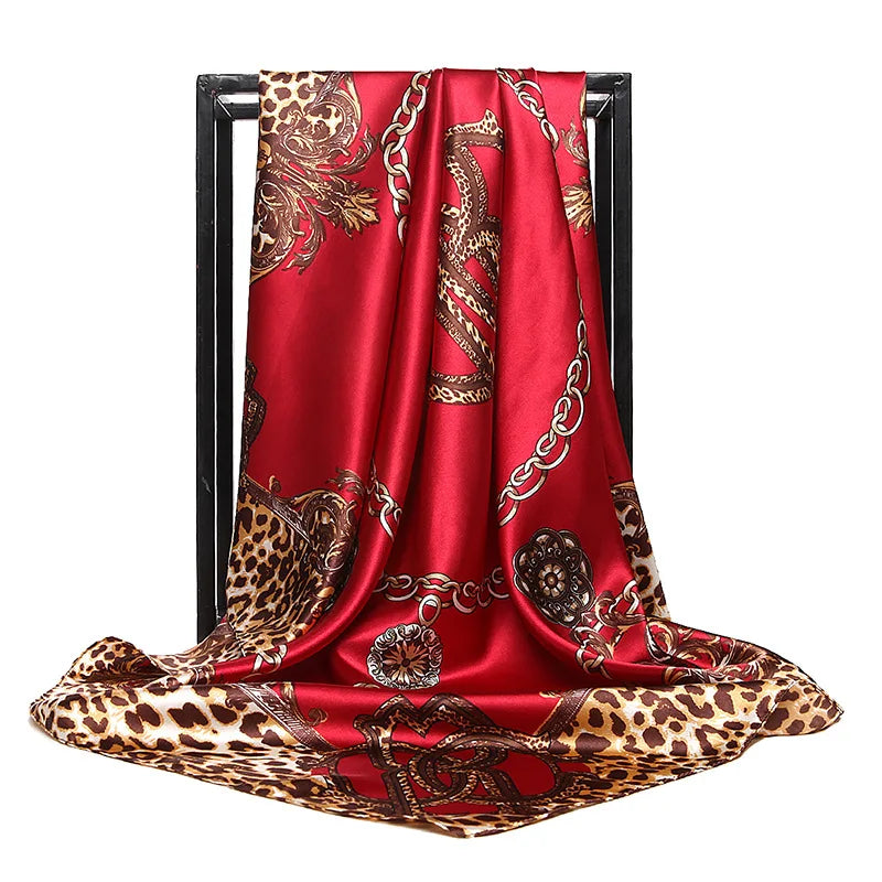 Luxury Women Silk Square Scarf Elegant Bandana Style Headscarf & Neck Wrap