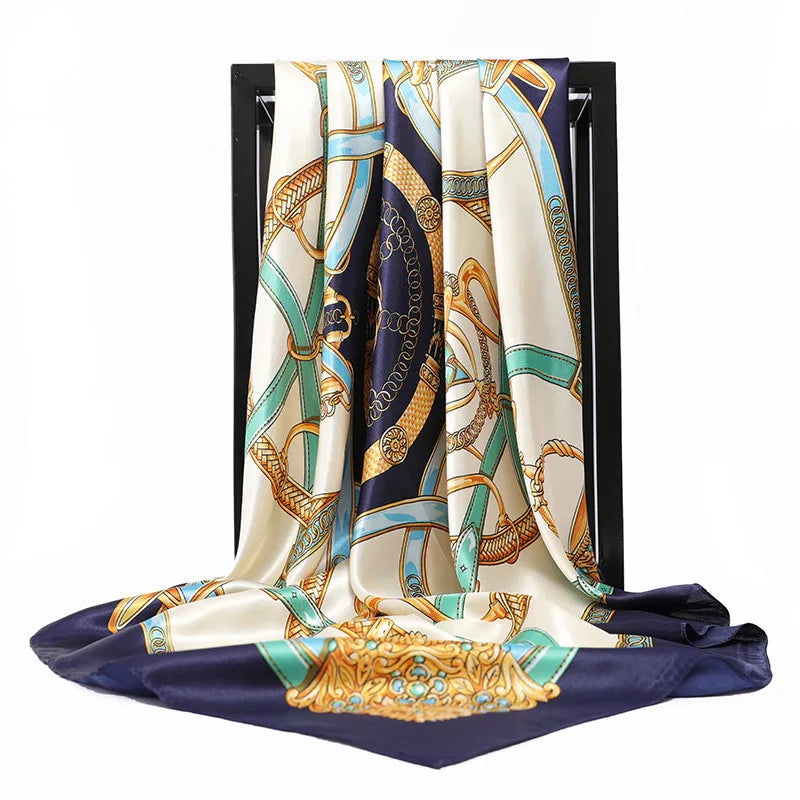 Luxury Women Silk Square Scarf Elegant Bandana Style Headscarf & Neck Wrap