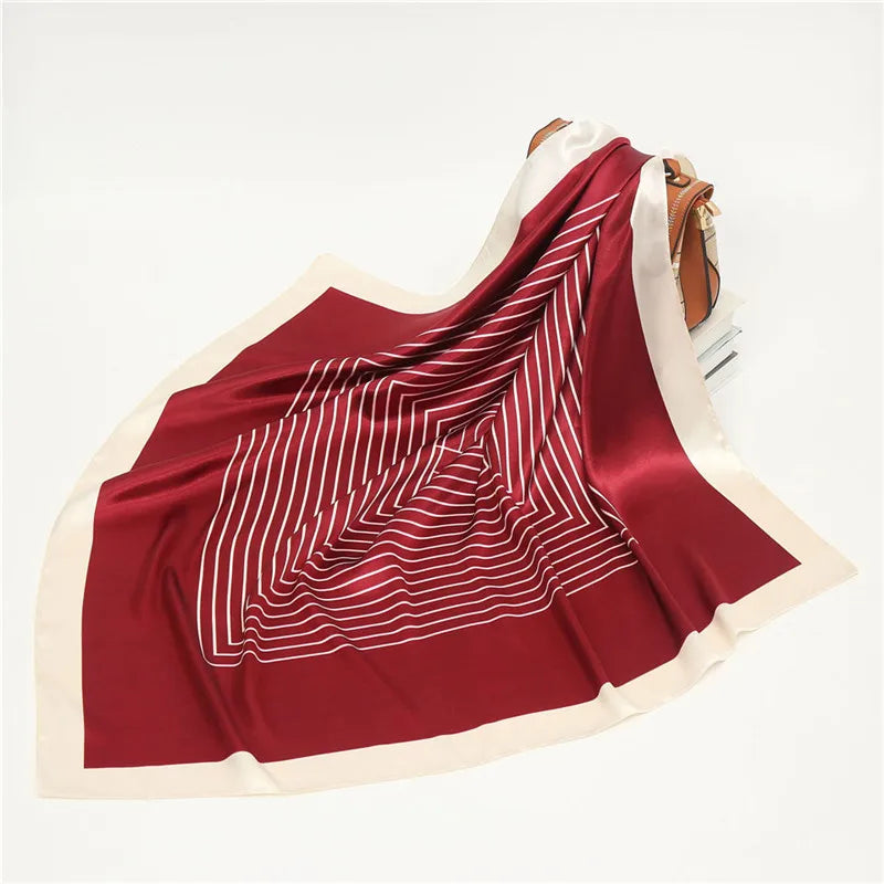 Luxury Women Silk Square Scarf Elegant Bandana Style Headscarf & Neck Wrap