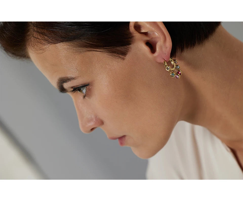 Colorful Cubic Zirconia Hoop Earrings