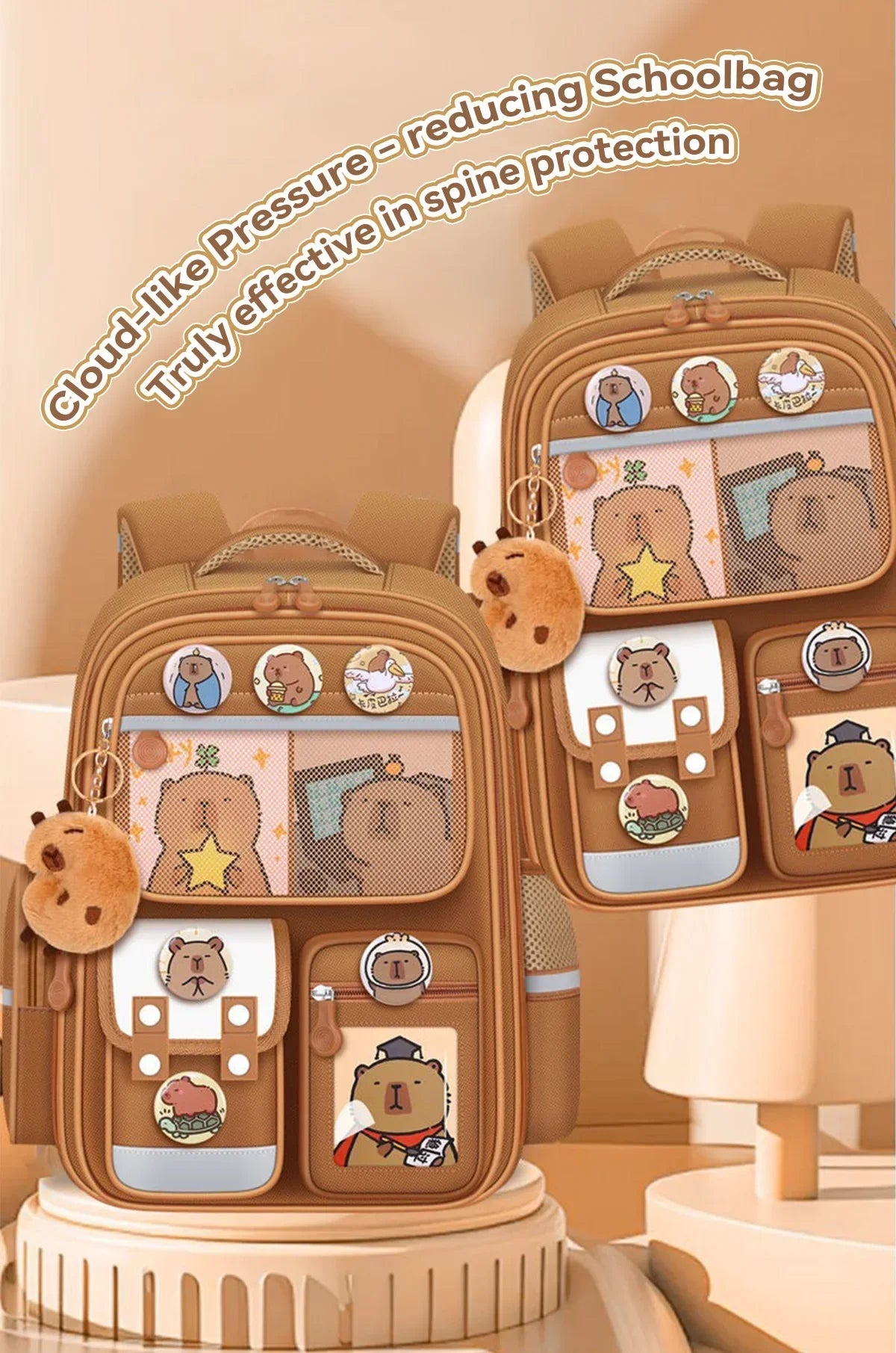Capybara School Bag -Waterproof Backpack for Kids & Students