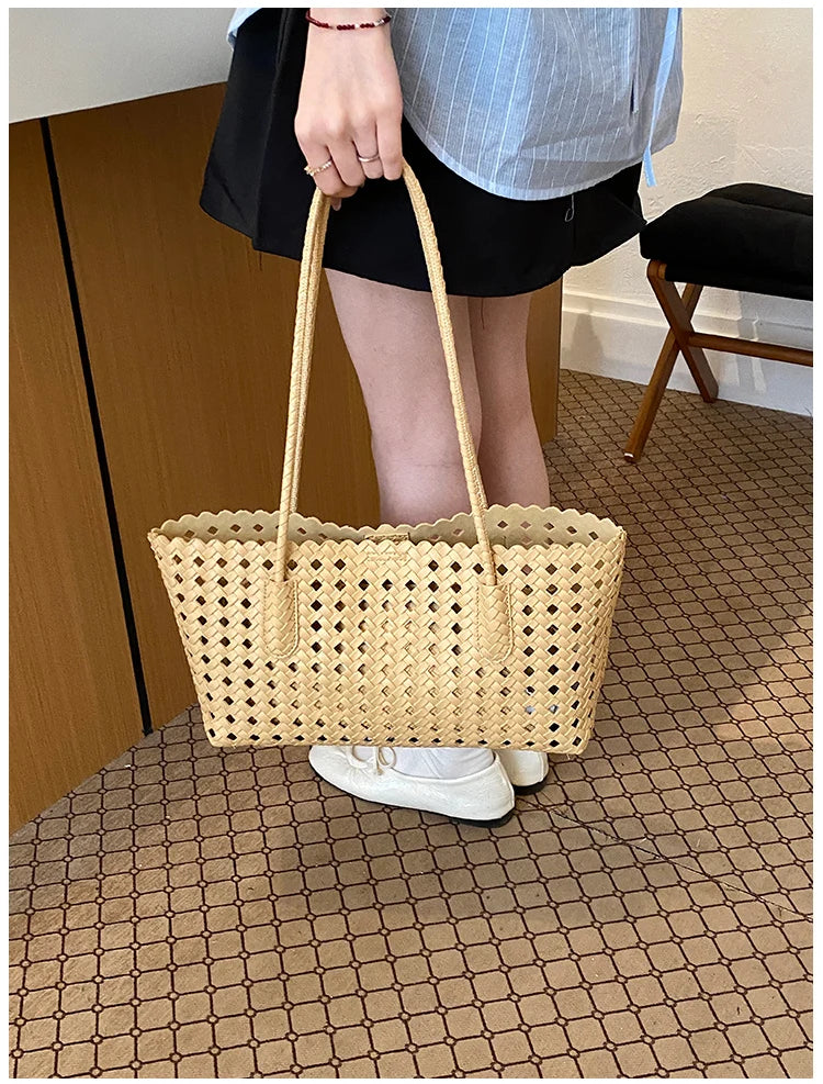 Women's Woven Shoulder Bag - Luxury Designer Tote Purse Handbag