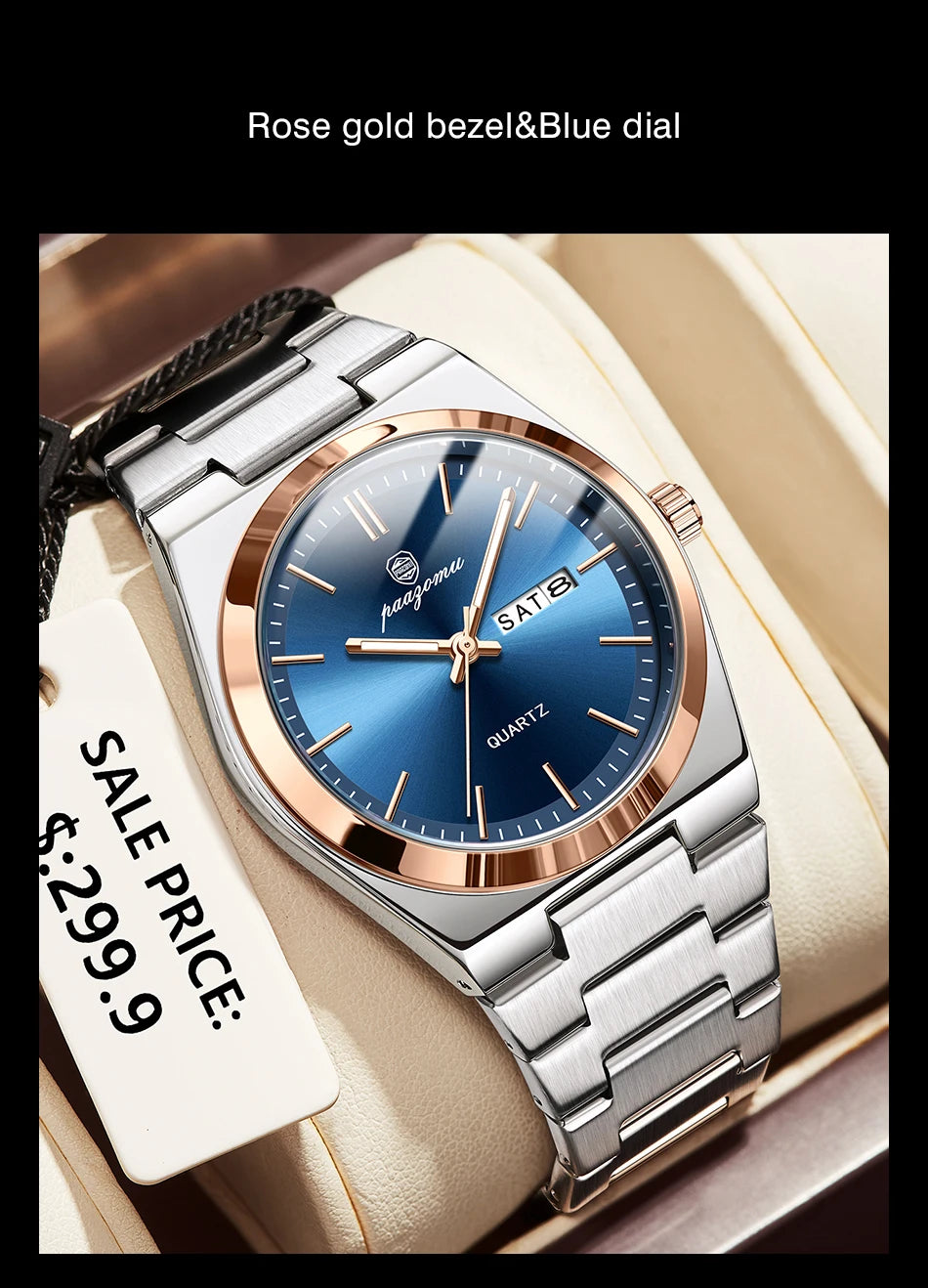 PAAZOMU Luxury Quartz Men's Watch Sport Waterproof Wristwatch