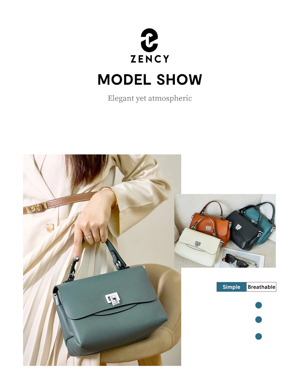 Women's Genuine Leather Top - Handle Envelop Bag - Luxury Crossbody Handbag