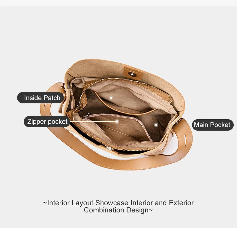 2025 Genuine Leather Buket Bag - Designer Crossbody Shoulder Bag for Women