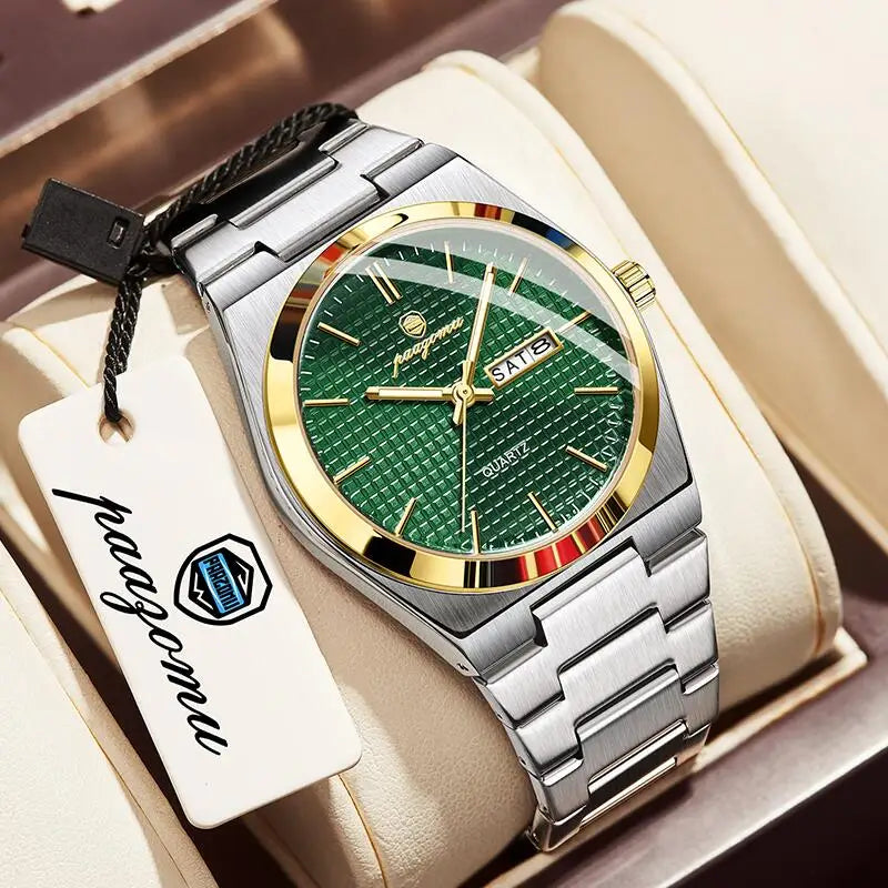 PAAZOMU Luxury Men's Chronograph Watch - Luminous, Waterproof, Dat Display