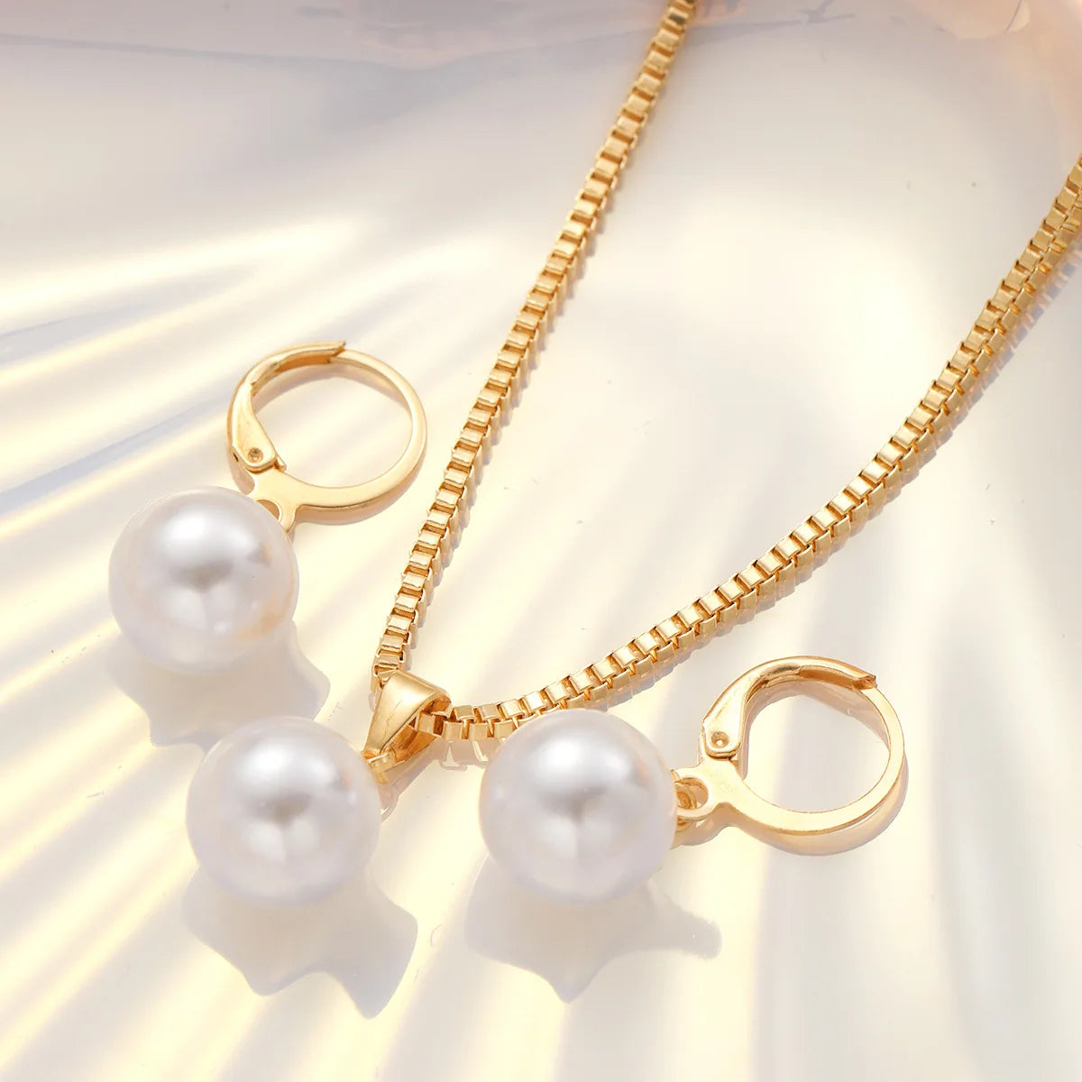 Pearl Pendant Necklace Set for Women - 3 Pcs Rhinestone Earring & Necklace Jewelry Gift Set